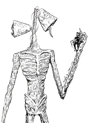 Siren Head Ink Illustration: Tall Creature with Siren Head and Skeletal Body HD phone wallpaper