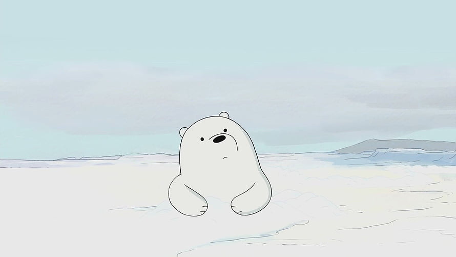 Ice Bear from We Bare Bears Sitting Alone on a Snowy Arctic Landscape HD wallpaper