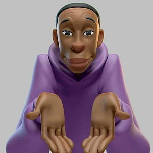 Khaby Lame 3D Render in Purple Hoodie with Open Palms HD phone wallpaper