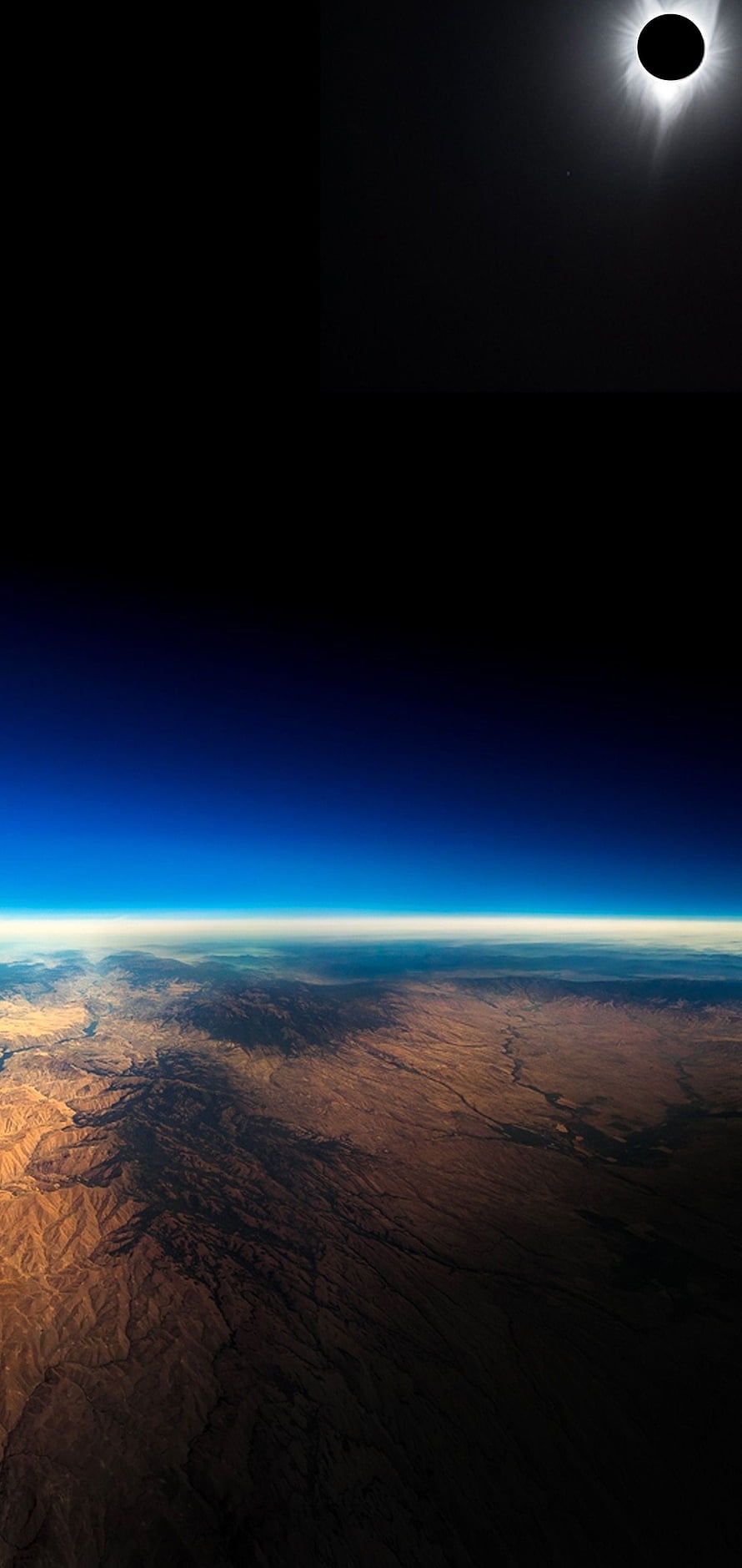 Total Solar Eclipse Over Earth's Curved Horizon From Space HD phone wallpaper