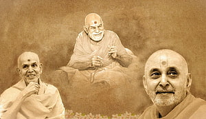 Bapuji Swaminarayan Spiritual Leaders Portrait with Sepia Tone and Floral Accents HD wallpaper