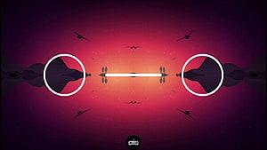 Abstract Minimalist Artwork With Symmetrical Circles And Silhouettes Against A Vibrant Sunset Gradient HD wallpaper