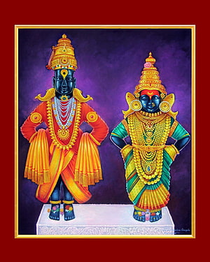 Vithal and Rakhumai Deity Painting in Traditional Indian Style HD phone wallpaper