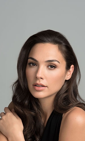 Gal Gadot Studio Portrait With Wavy Dark Hair And Black Top HD phone wallpaper