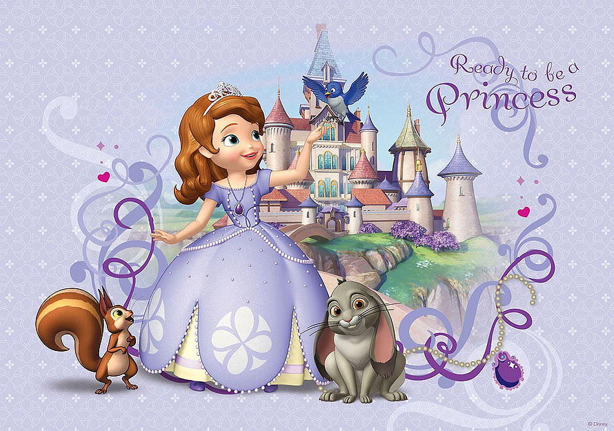 Sofia the First in Lavender Gown with Friends Before Castle HD wallpaper