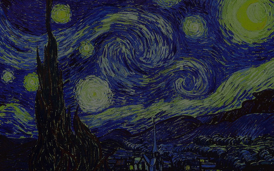 Vincent van Gogh The Starry Night Swirling Night Sky Over Village with Cypresses HD wallpaper
