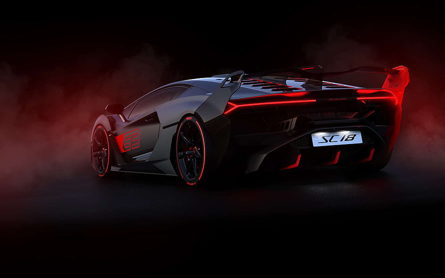 Lamborghini SC18 Super Sport Concept Car in Dark Red Atmosphere HD wallpaper