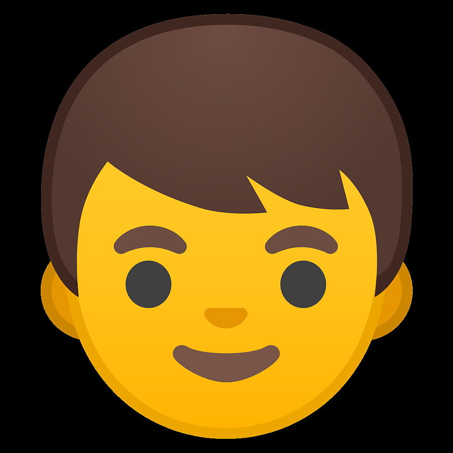 Smiling Boy Emoji With Brown Hair And Yellow Face On Black Background HD phone wallpaper