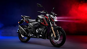 TVS Apache RTR 4V Black and Red Naked Motorcycle Studio Shot HD wallpaper