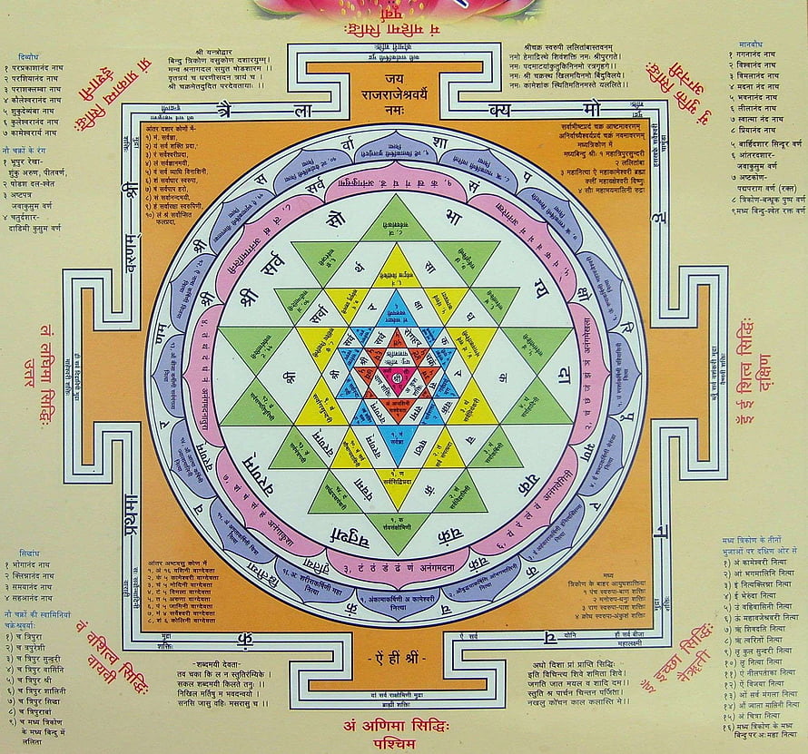 Sri Rajarajeshwari Sri Yantra Sacred Geometry Mandala with Sanskrit Mantras, High Resolution Sri Yantra 1920x1080, shri yantra HD wallpaper