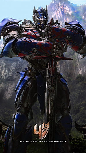 Optimus Prime Holding Sword in Transformers 4 The Rules Have Changed Movie Poster HD phone wallpaper