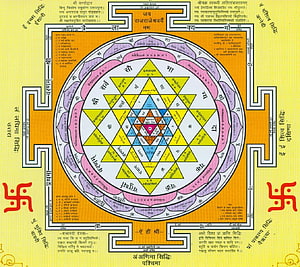 Sri Rajarajeshwari Yantra Sacred Geometry Mandala with Sanskrit Mantras and Swastika Symbols, Best 5 Yantra on Hip, sri chakra HD wallpaper