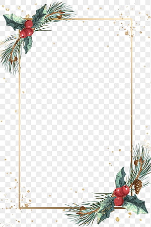 Elegant Christmas Frame with Watercolor Holly, Pine Branches, and Gold Accents HD phone wallpaper