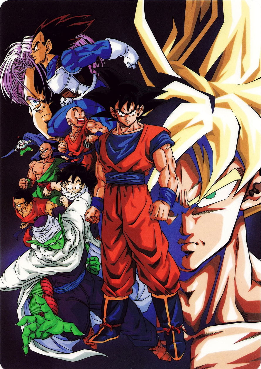 Dragon Ball Z Super Saiyan Goku and Z Fighters Anime Group Artwork HD phone wallpaper