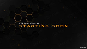 Stream Starting Soon Text Overlay with Hexagonal Pattern and Orange Glow HD wallpaper