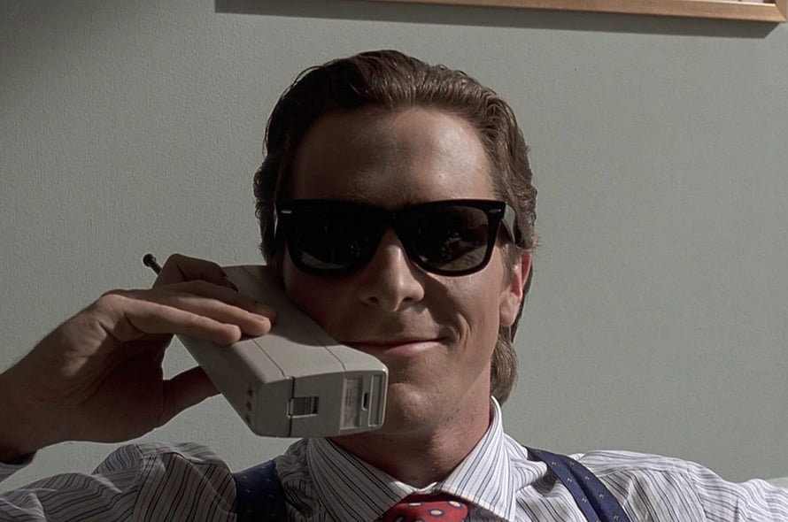 Christian Bale as Patrick Bateman in American Psycho Holding Vintage Brick Phone, American Psychos: Unpacking the Internet's Long, Awkward History With Patrick Bateman, #patrick bateman HD wallpaper