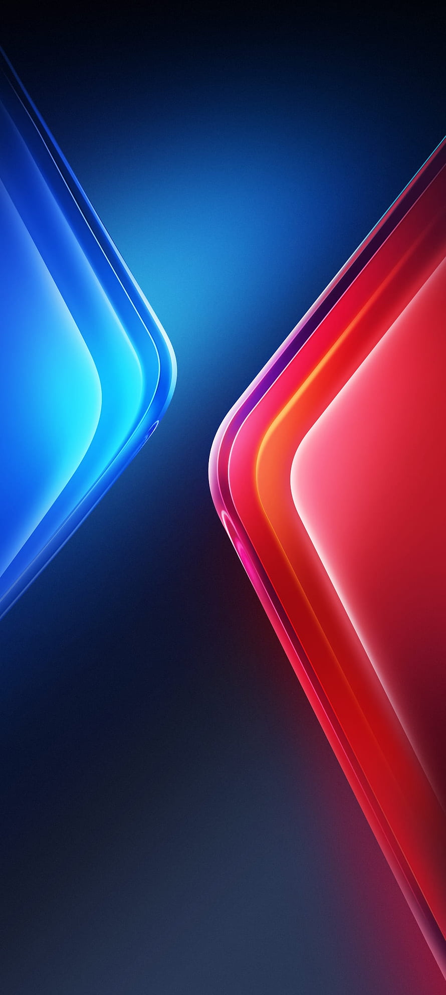 Infinix Hot 11 Abstract Blue and Red Glass Shapes on Dark Background HD phone wallpaper