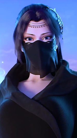 Yun Zhi from Battle Through the Heavens in a black mask and dark cloak HD phone wallpaper