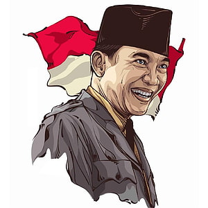 Illustration of Indonesian President Joko Widodo Wearing Peci Hat with National Flag HD phone wallpaper