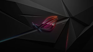 Asus ROG Strix Gaming Logo with Neon Glow on Dark Geometric Background HD wallpaper