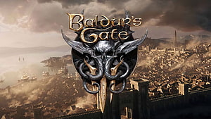 Baldur's Gate 3 Official Logo Overlooking the City of Baldur's Gate HD wallpaper