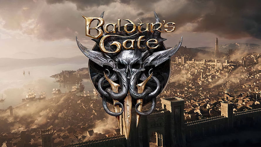 Baldur's Gate 3 Official Logo Overlooking the City of Baldur's Gate HD wallpaper