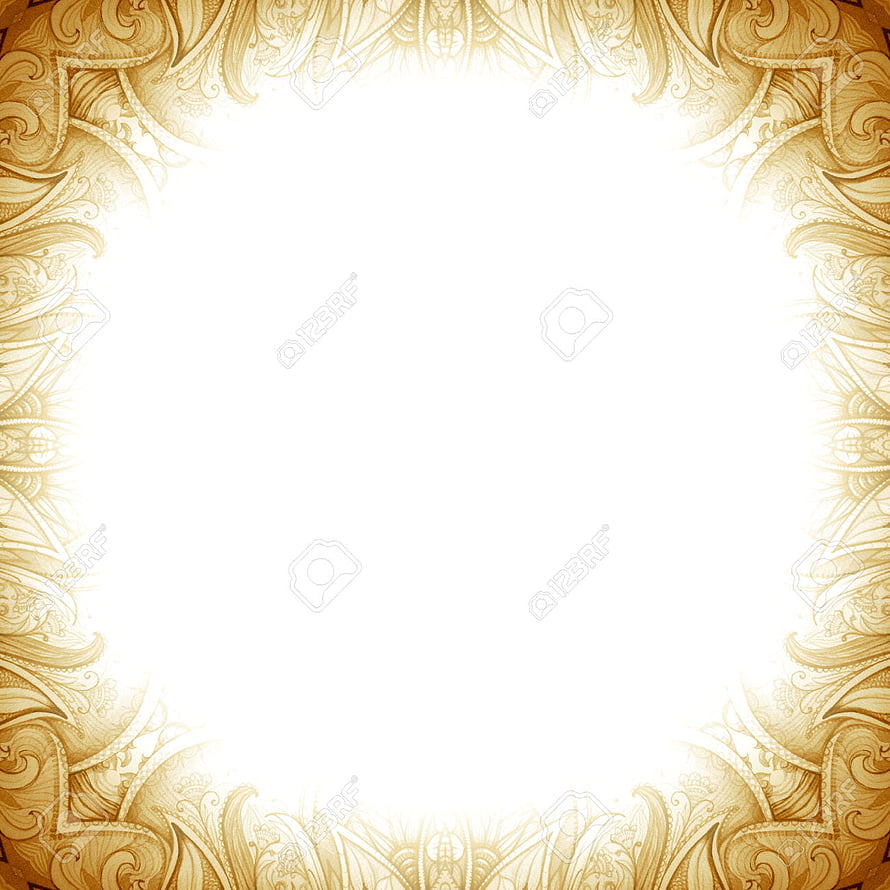 Elegant Gold Ornamental Frame with Islamic Floral Motifs on White Background HD phone wallpaper