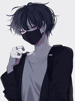 Anime Boy With Black Hair And Face Mask Wearing Dark Jacket HD phone wallpaper