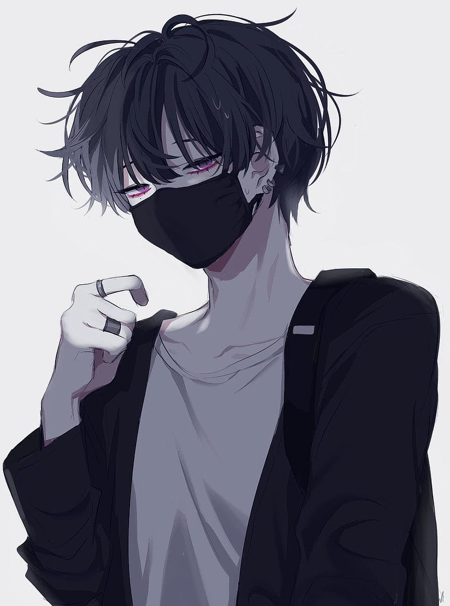 Anime Boy With Black Hair And Face Mask Wearing Dark Jacket HD phone wallpaper