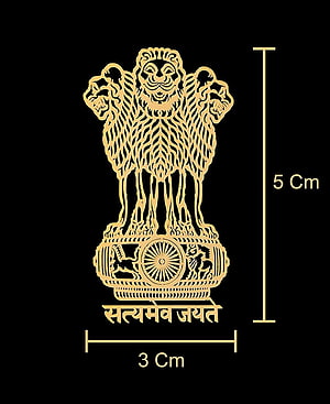 Golden State Emblem of India with Satyameva Jayate Motto on Black Background HD phone wallpaper