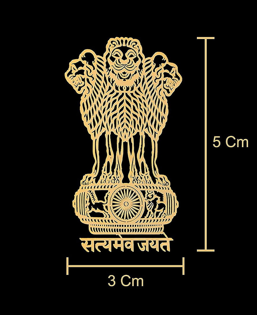 Golden State Emblem of India with Satyameva Jayate Motto on Black Background HD phone wallpaper