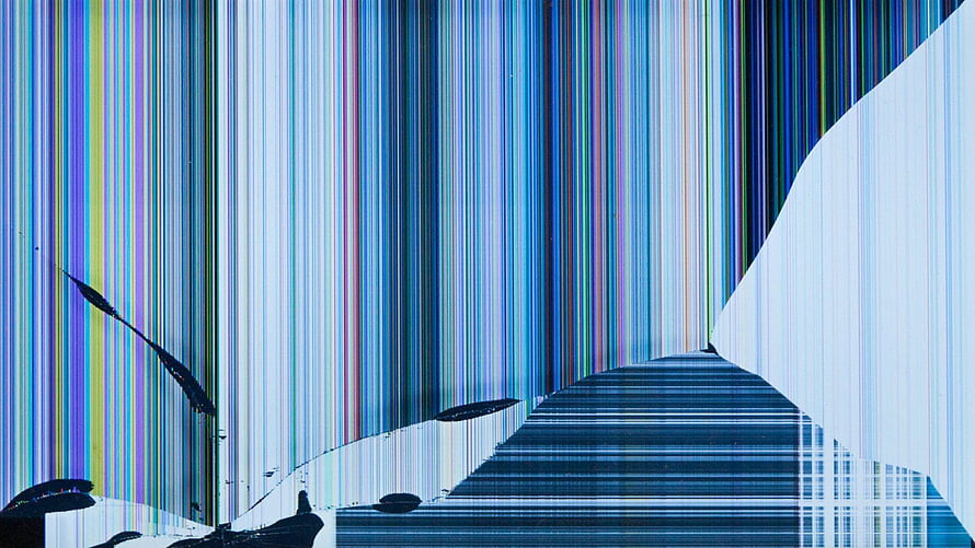 Abstract Glitch Art with Vertical Color Stripes and Digital Distortion HD wallpaper