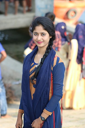 Young Woman in Traditional Blue Attire with Braided Hair and Henna, Beautiful Girls Bangladesh in Village, village beautiful girl HD phone wallpaper