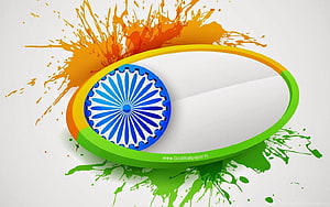 Vibrant Indian Flag Design With Ashoka Chakra And Colorful Paint Splashes HD wallpaper