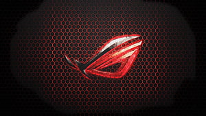 Asus ROG Eye Logo on Black Hexagonal Mesh with Red Glow HD wallpaper