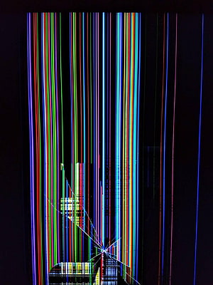 Vertical RGB LED Light Streaks on Dark Background with Digital Glitch Art HD phone wallpaper