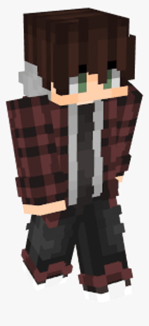 Minecraft Boy Skin with Brown Hair and Red Plaid Jacket HD phone wallpaper