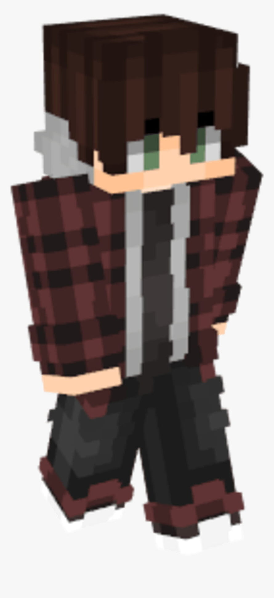 Minecraft Boy Skin with Brown Hair and Red Plaid Jacket HD phone wallpaper