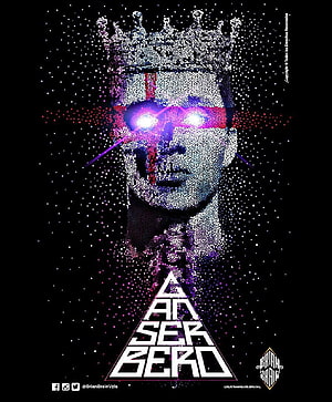 Canserbero Digital Dot Art Portrait with Glowing Eyes and Crown HD phone wallpaper