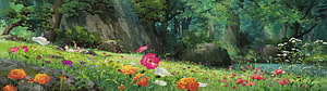 Anime Girl Relaxing in a Lush Green Forest Meadow with Colorful Wildflowers HD wallpaper