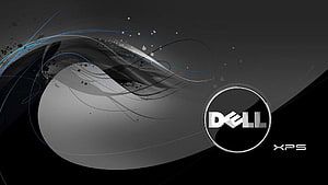 Dell XPS Abstract Dark Wallpaper with Swirling Blue and Silver Graphic Design HD wallpaper
