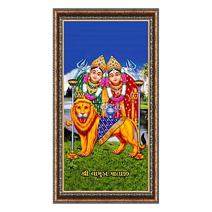 Shri Ramubai Malash Hindu Deity Portrait with Lion and Tridents HD phone wallpaper