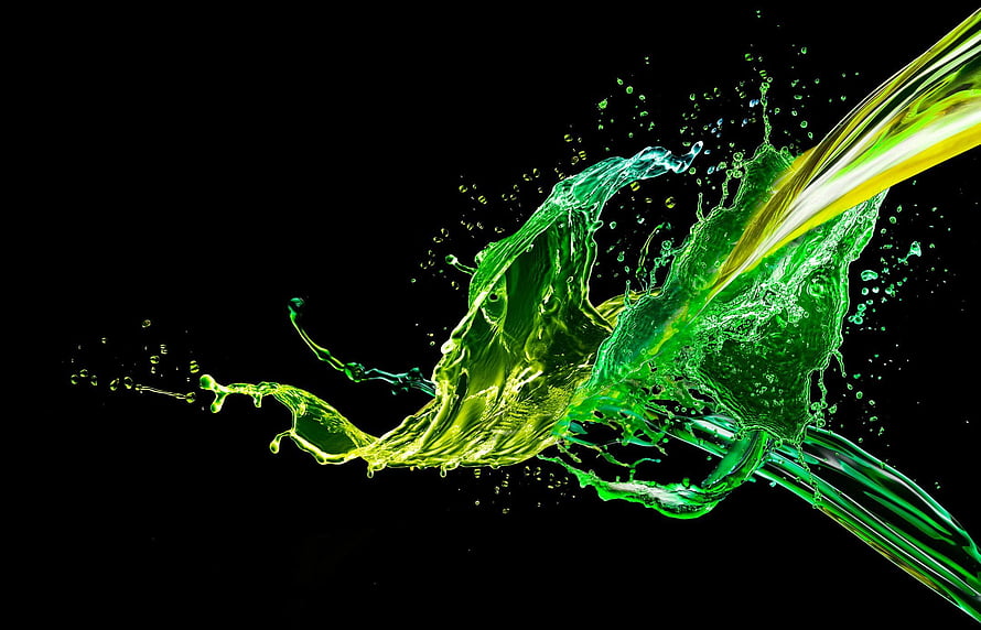 Vibrant Green Liquid Splash on Black Background HD wallpaper
