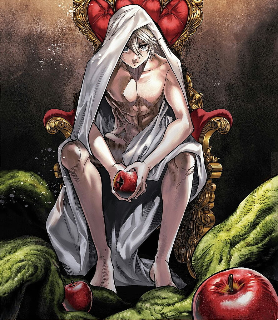 Adam from Record of Ragnarok Seated on Throne Holding Apple HD phone wallpaper