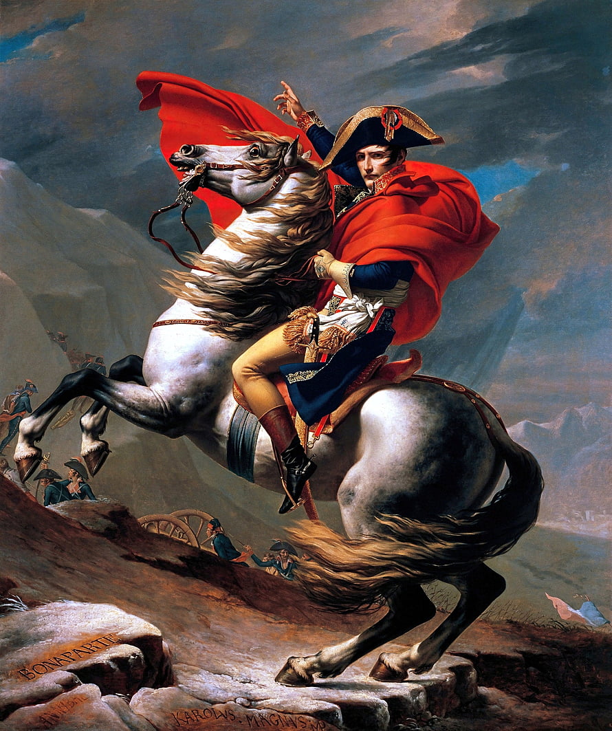 Napoleon Crossing the Alps by Jacques-Louis David - Classic Historical Oil Painting HD phone wallpaper