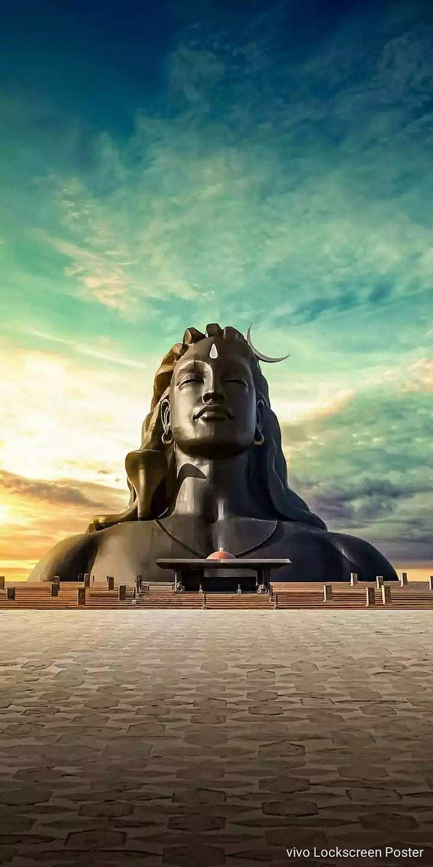 Adiyogi Shiva Statue at Isha Yoga Center with Dramatic Sky and Sunset HD phone wallpaper