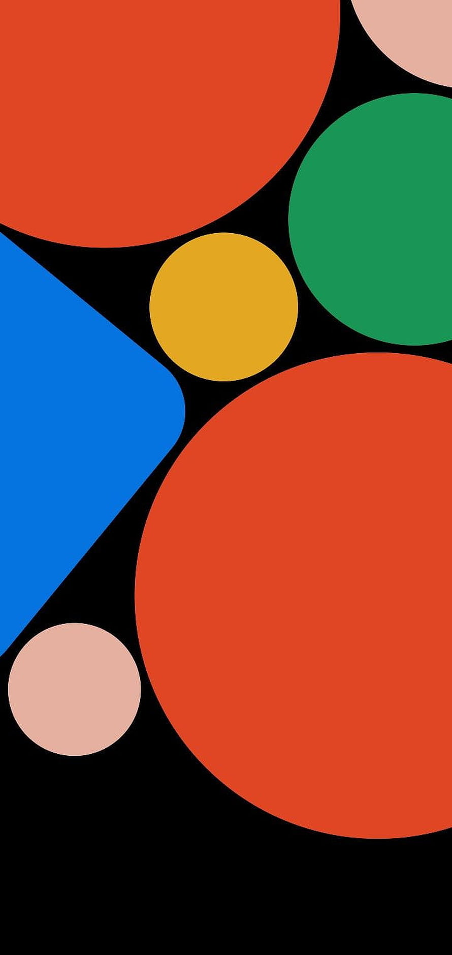 Abstract Geometric Shapes on Black Background with Red Circles and Blue Triangle HD phone wallpaper