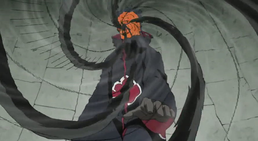 Obito Uchiha Kamui Dimensional Shift in Akatsuki Cloak HD wallpaper