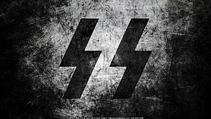 Grungy Black And White SS Runes Symbol On Scratched Metal Texture Background HD wallpaper
