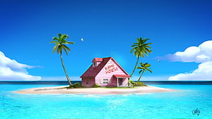 Kame House on a Tropical Island in Dragon Ball Z HD wallpaper